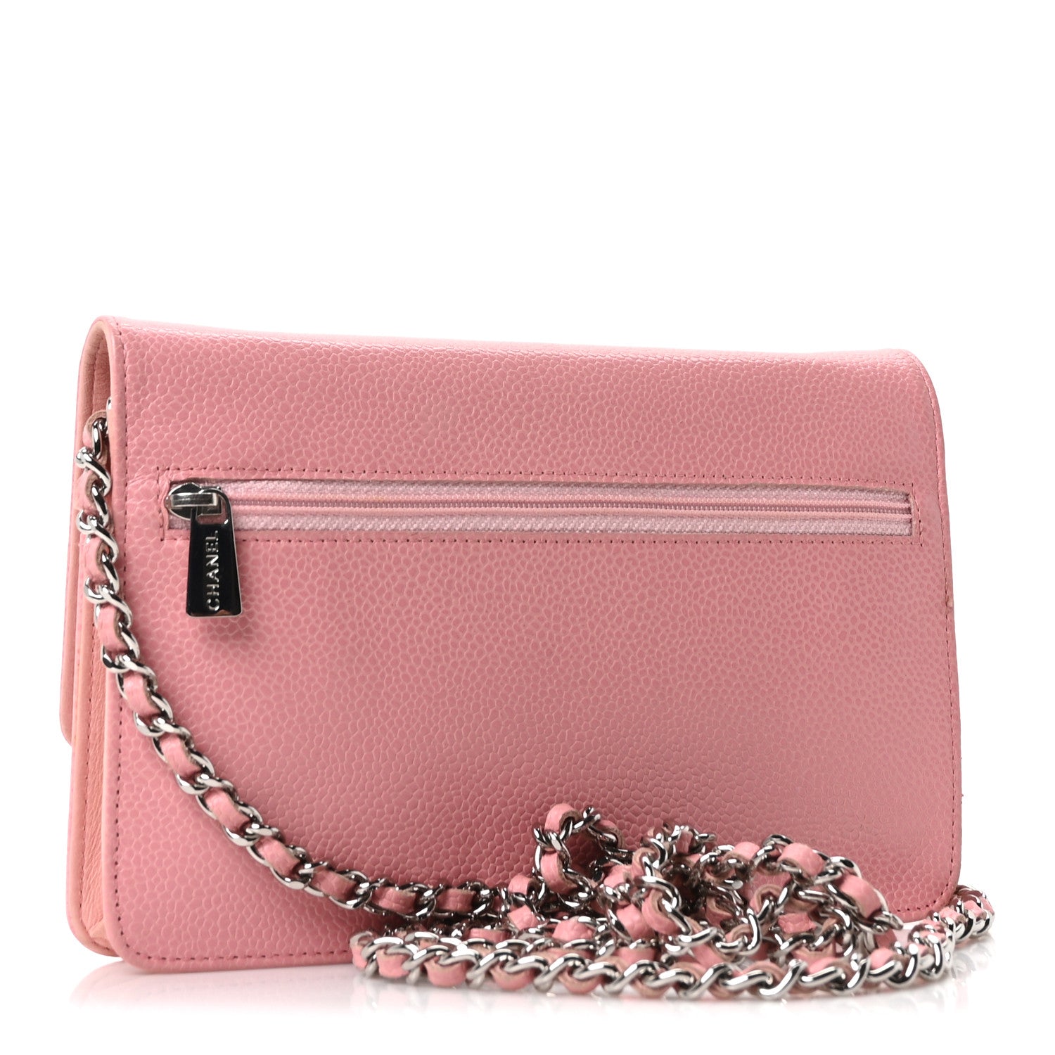 Chanel Caviar Timeless CC Wallet on Chain WOC Pink 3 of 10