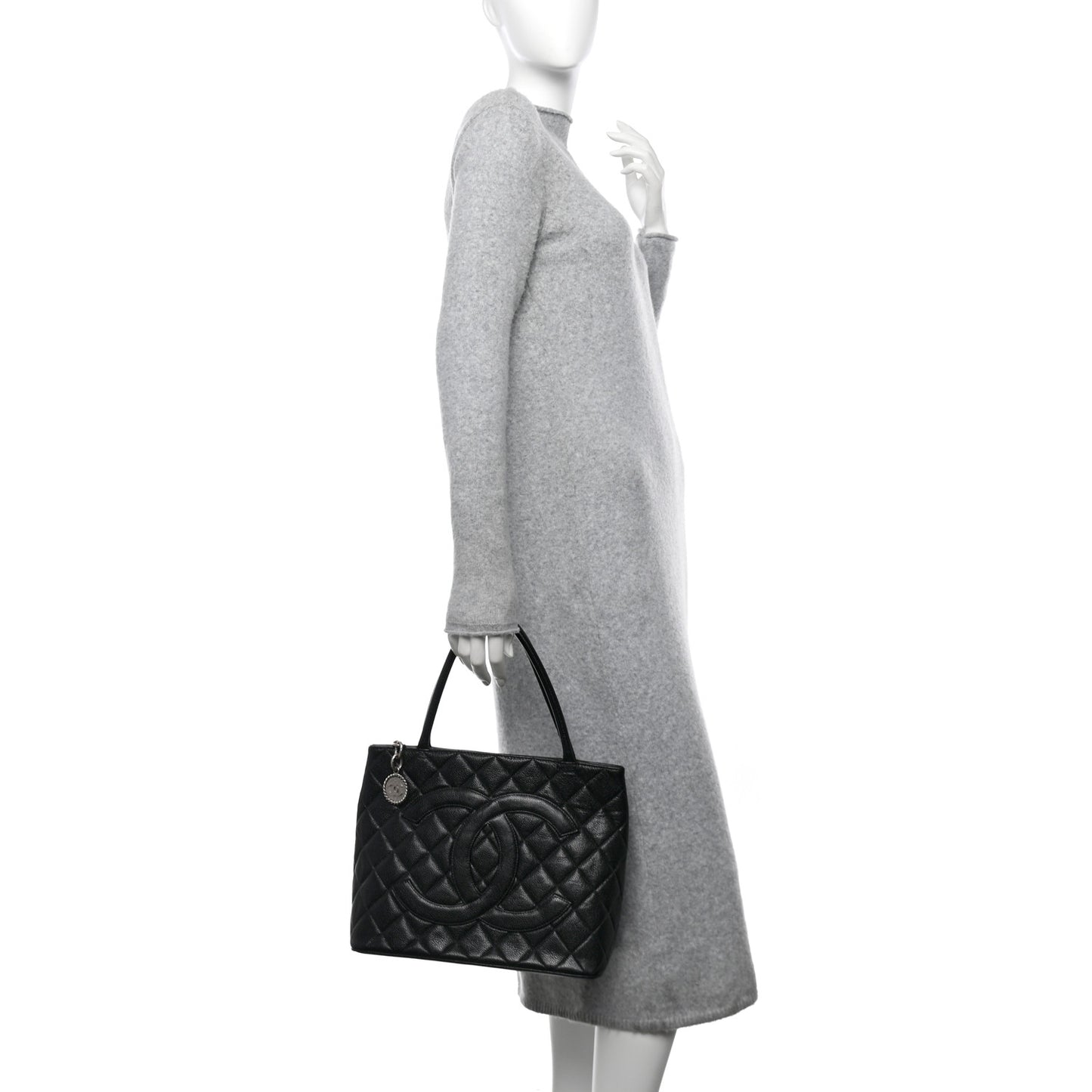 Caviar Quilted Medallion Tote Black