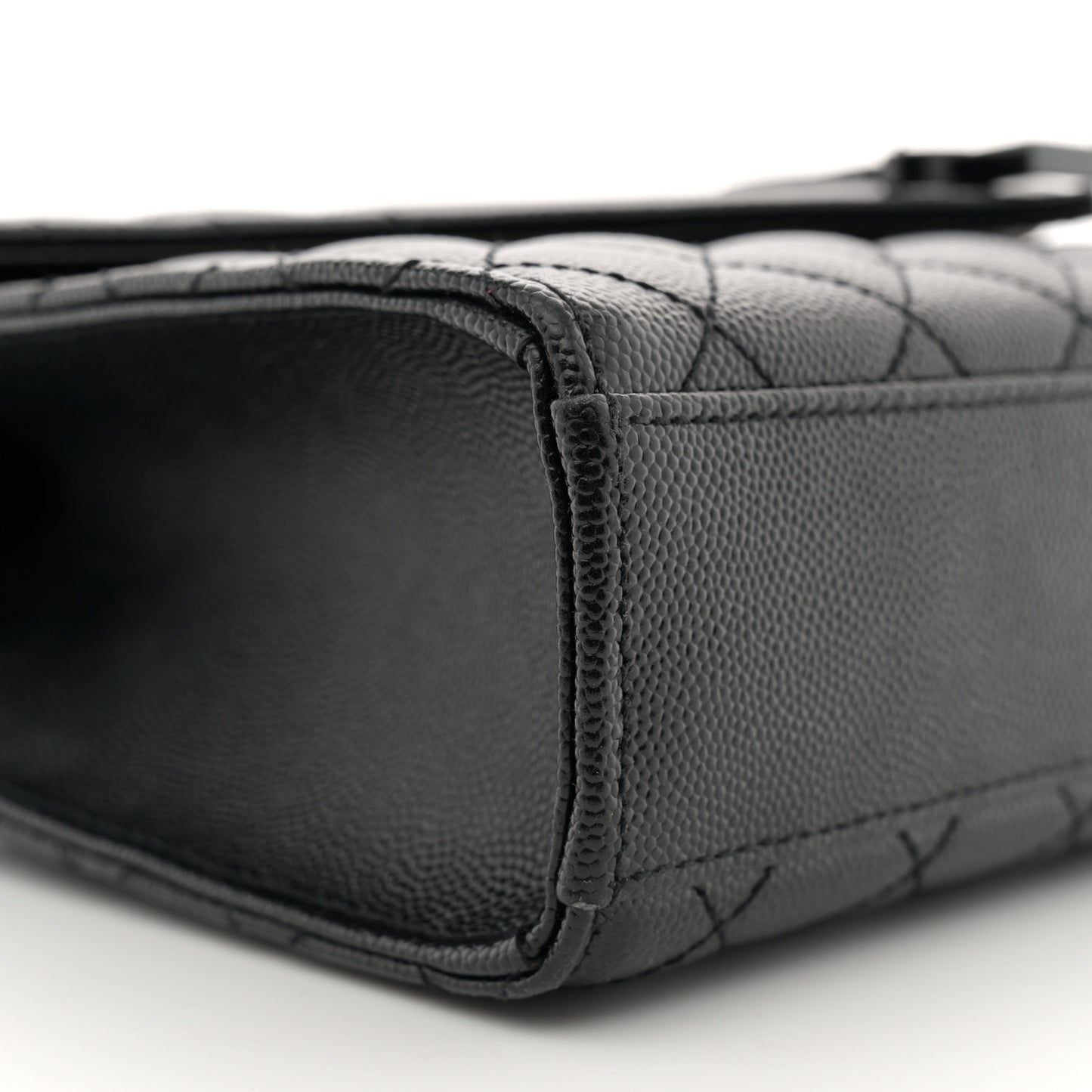 Grain De Poudre Textured Mixed Matelasse Triquilt Medium Monogram Monochrome Satchel Black