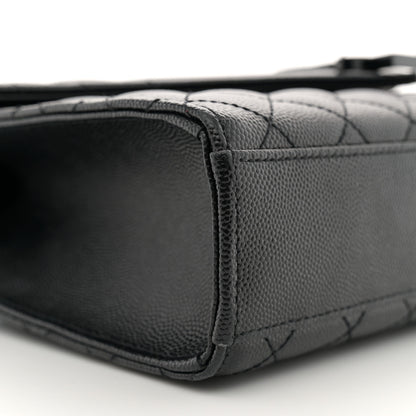 Saint Laurent Grain De Poudre Textured Mixed Matelasse Triquilt Medium Monogram Monochrome Satchel Black 8 of 11