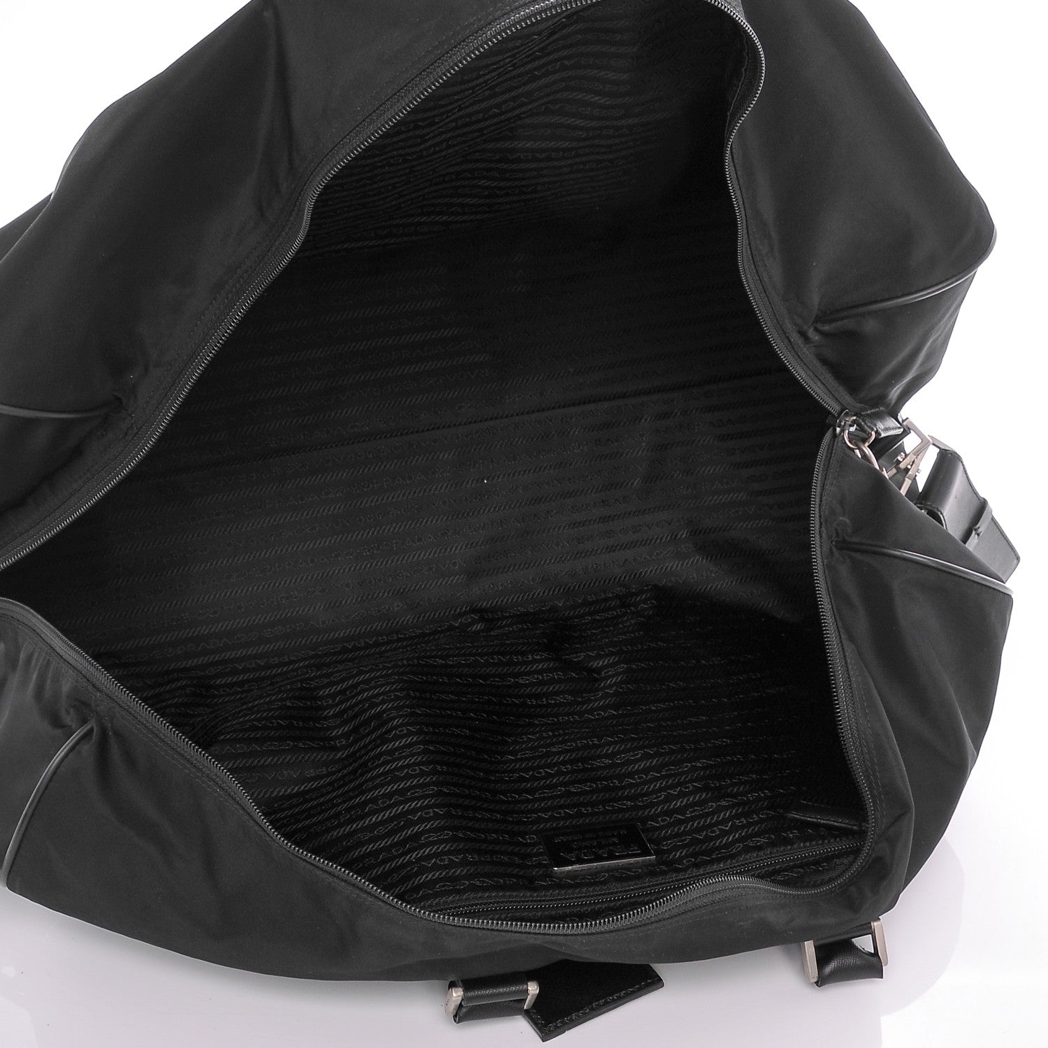Prada Tessuto Nylon Saffiano Duffel Bag Black 5 of 6