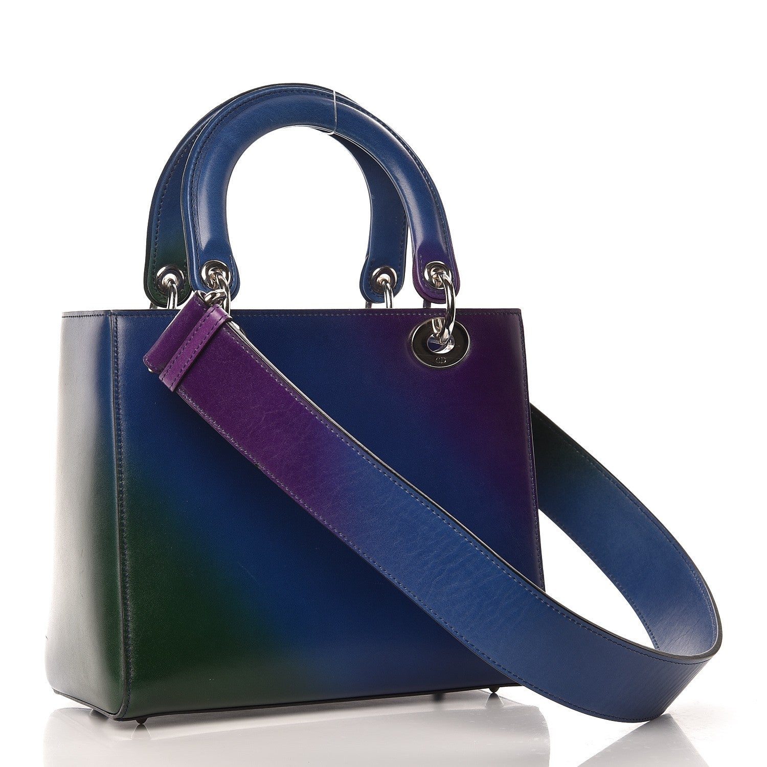 Christian Dior Box Calfskin Gradient Medium Lady Dior Purple Blue Green 4 of 13