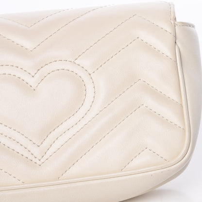 Gucci Calfskin Matelasse Super Mini GG Marmont Shoulder Bag White 13 of 17