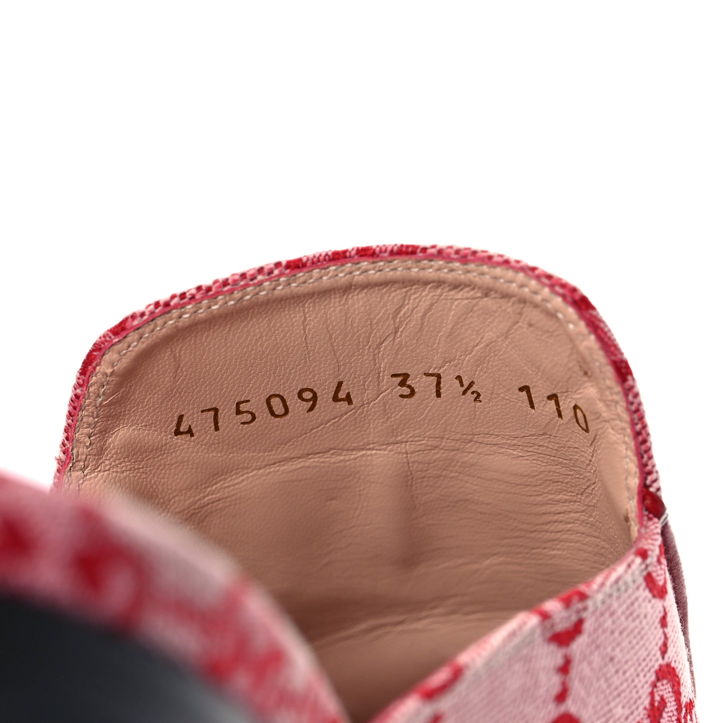 Canvas GG Monogram Horsebit Womens Princetown Slippers 37.5 Gardenia Hibiscus Red