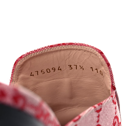 Gucci Canvas GG Monogram Horsebit Womens Princetown Slippers 37.5 Gardenia Hibiscus Red 8 of 9