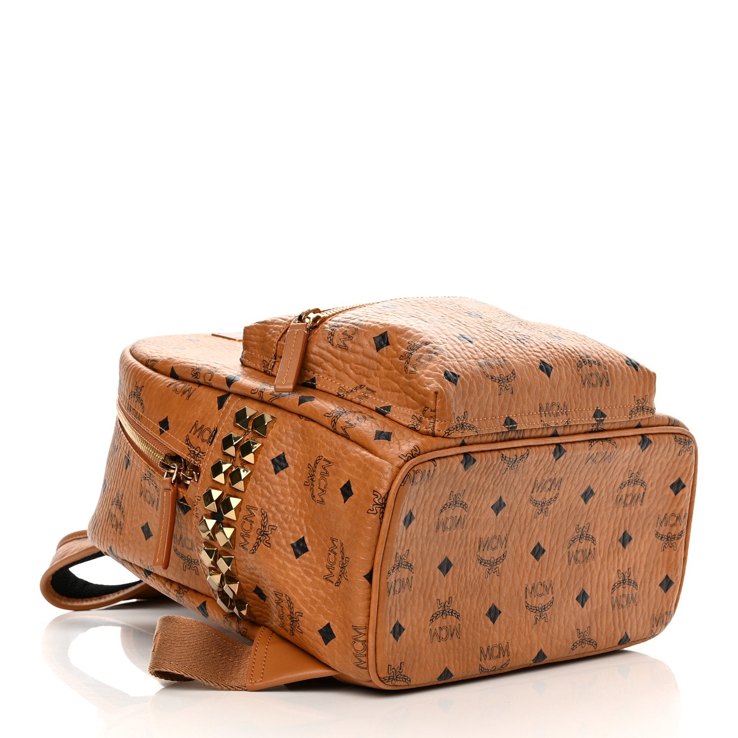 MCM Visetos Small Side Stud Stark Backpack Cognac 4 of 14