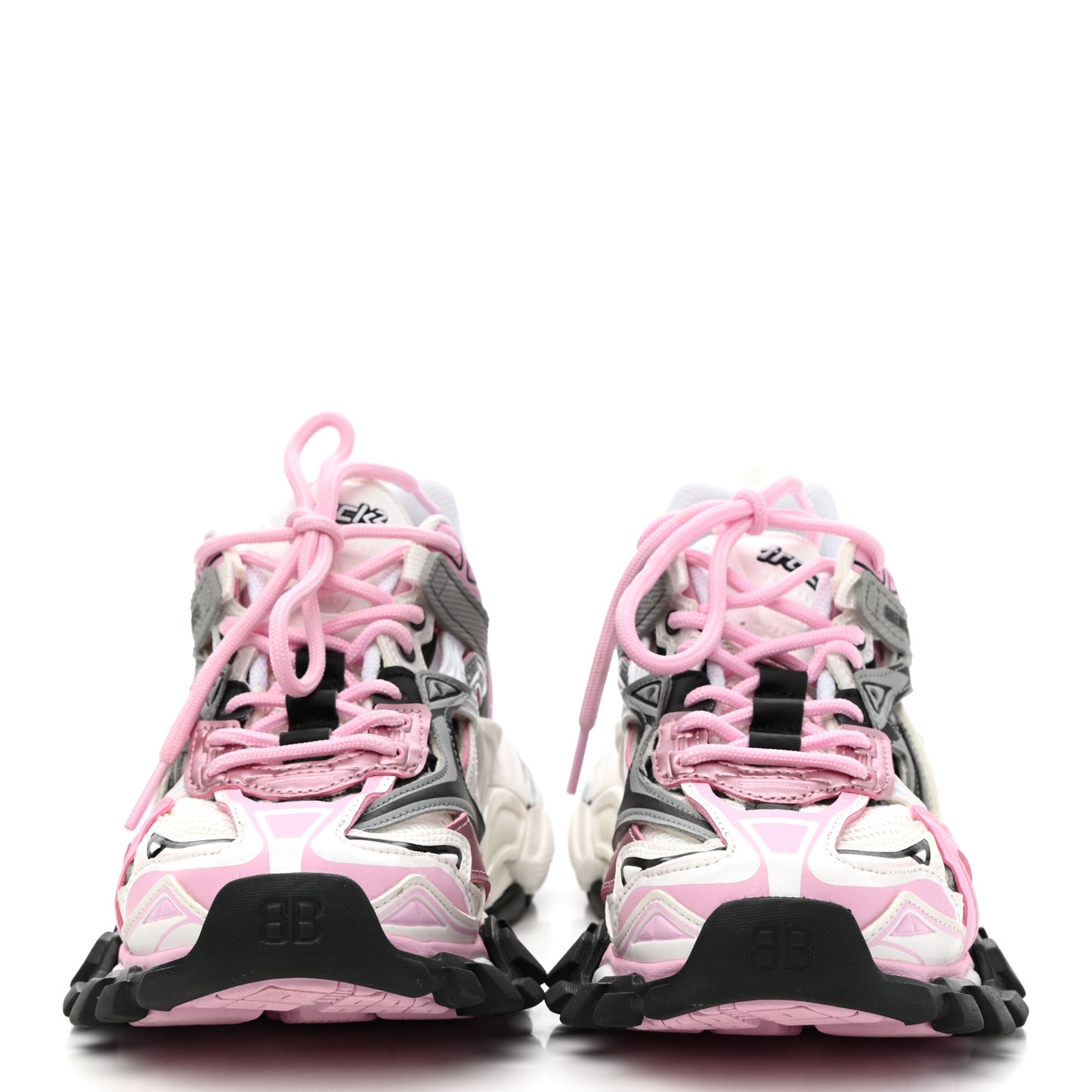 Rubber Mesh Tri-Color Womens Track.2 Open Sneakers 37 Pink Grey White