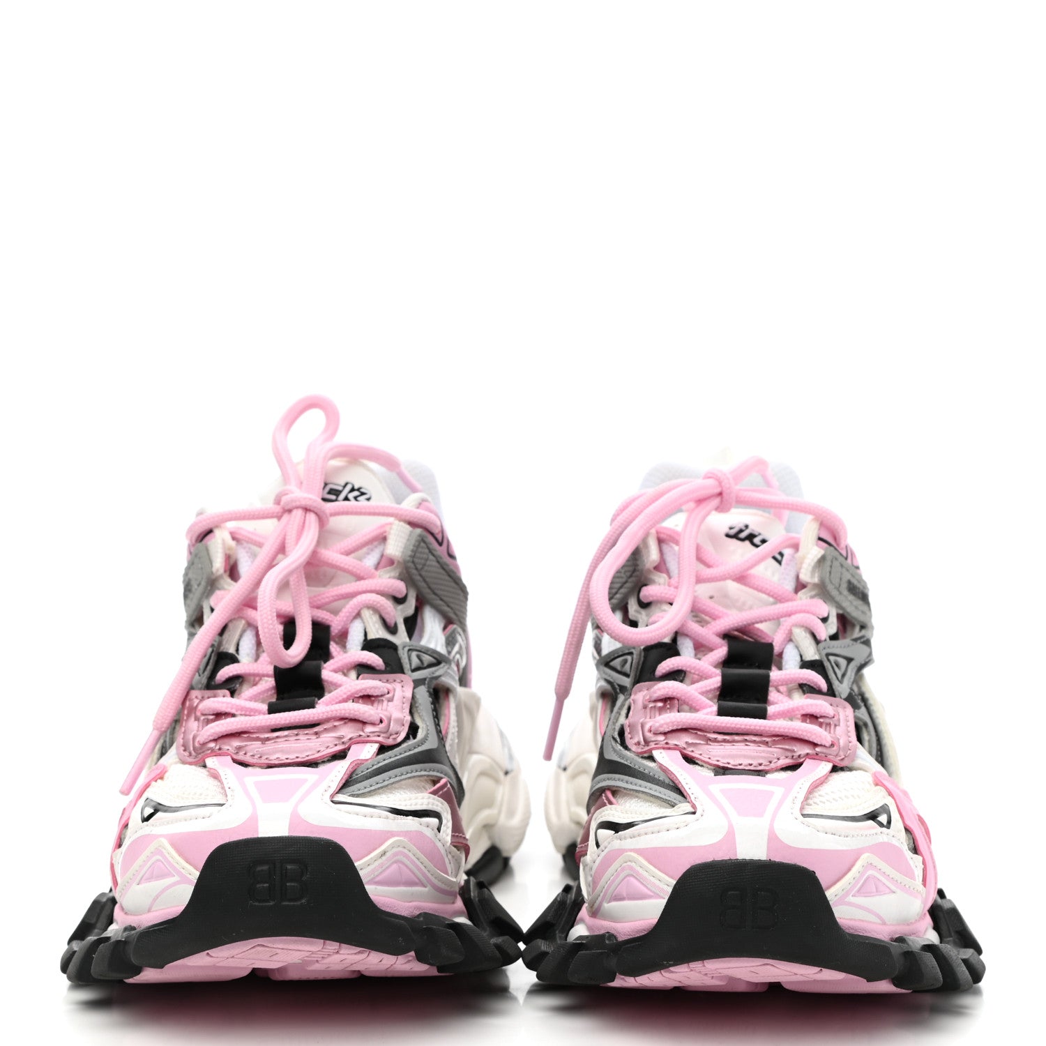 Balenciaga Rubber Mesh Tri-Color Womens Track.2 Open Sneakers 37 Pink Grey White 2 of 9