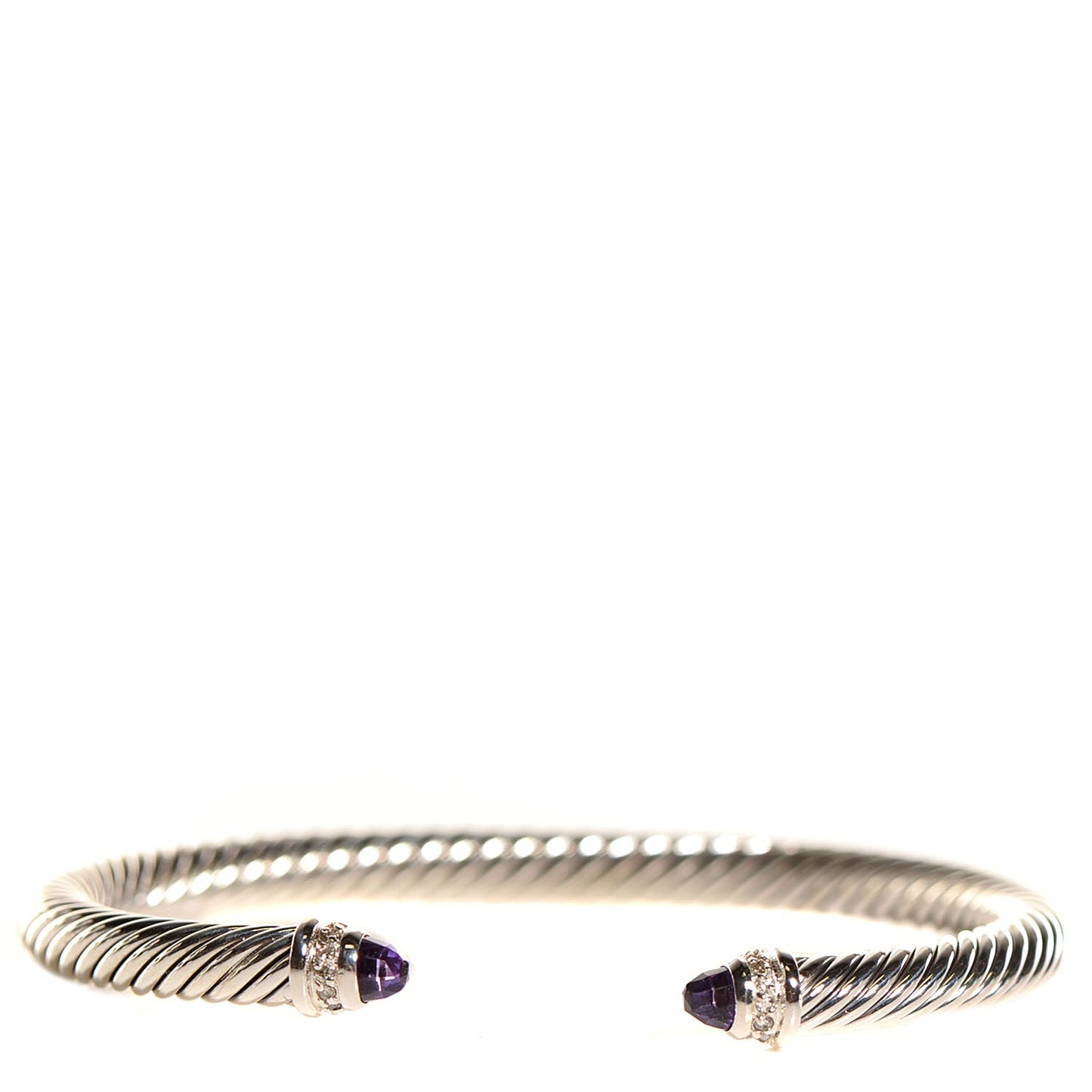 Sterling Silver Diamond Amethyst 5mm Cable Classics Bracelet