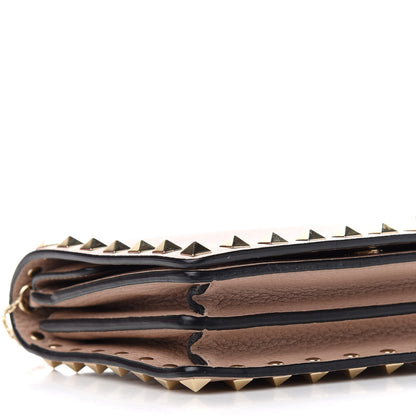 Valentino Garavani Pebbled Calfskin Rockstud Wallet on Chain Poudre 8 of 10