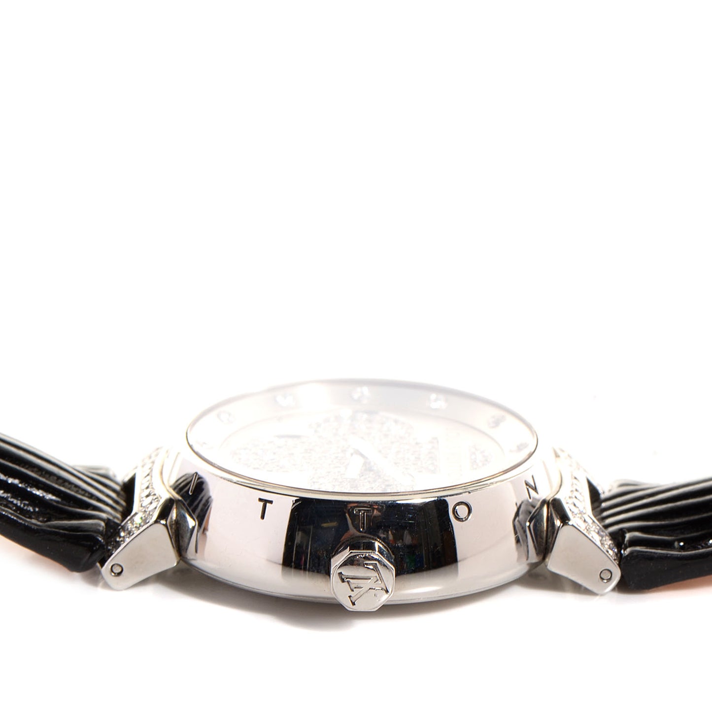 Stainless Steel Epi Diamond 34mm Tambour Forever Quartz Watch Champagne