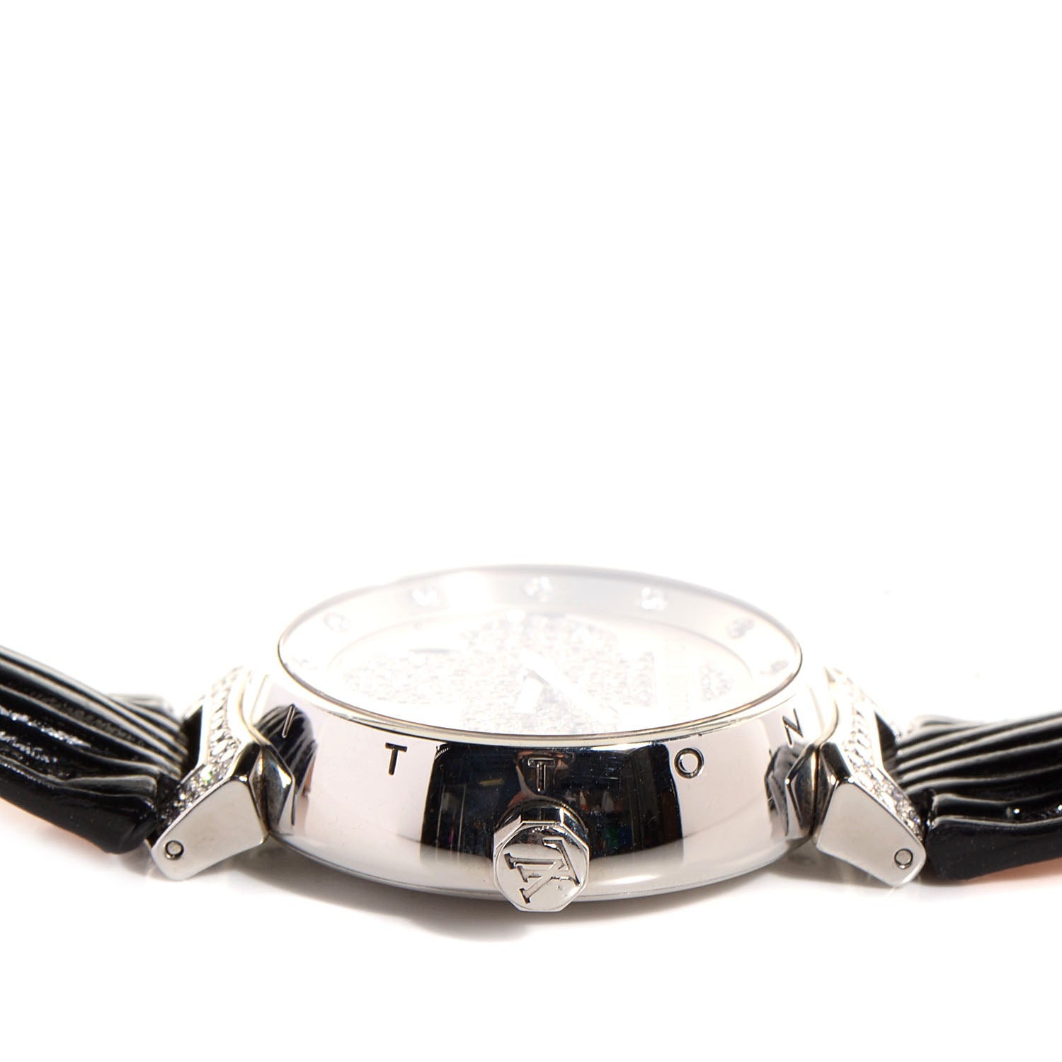 Louis Vuitton Stainless Steel Epi Diamond 34mm Tambour Forever Quartz Watch Champagne 5 of 7
