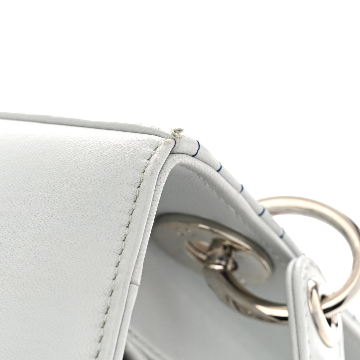 Embroidered Applique Medium Lady Dior Light Blue Multicolor