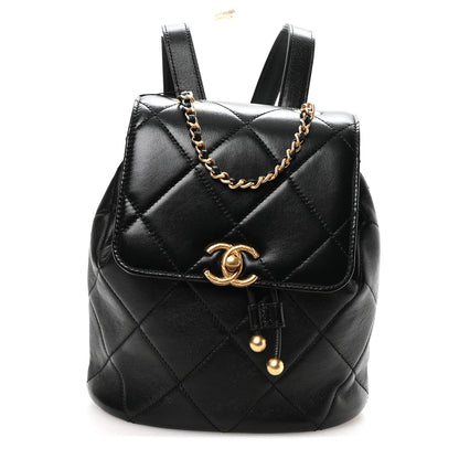 Chanel Lambskin Quilted Logo Mini Backpack Black 1 of 10