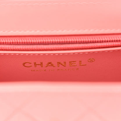 Chanel Shiny Aged Calfskin Quilted Nano Kelly Shopper Coral Pink 6 of 10
