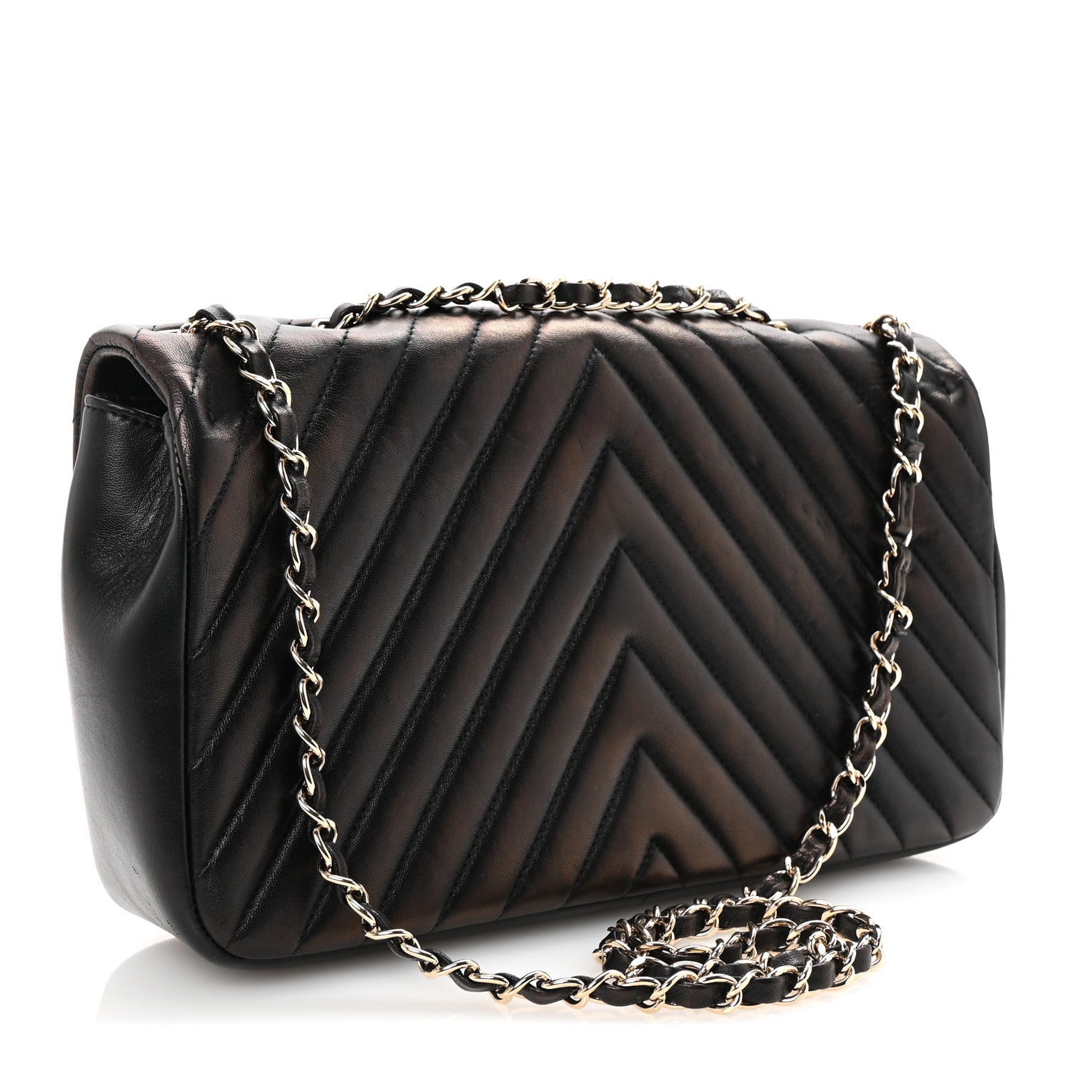 Chanel Iridescent Lambskin Surpique Chevron Medium Flap Black 3 of 11