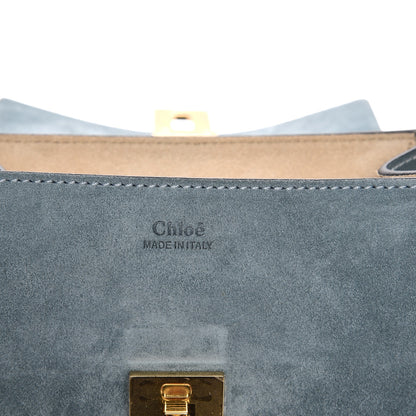 Chloe Suede Smooth Calfskin Mini Drew Shoulder Bag Cloudy Blue 6 of 6