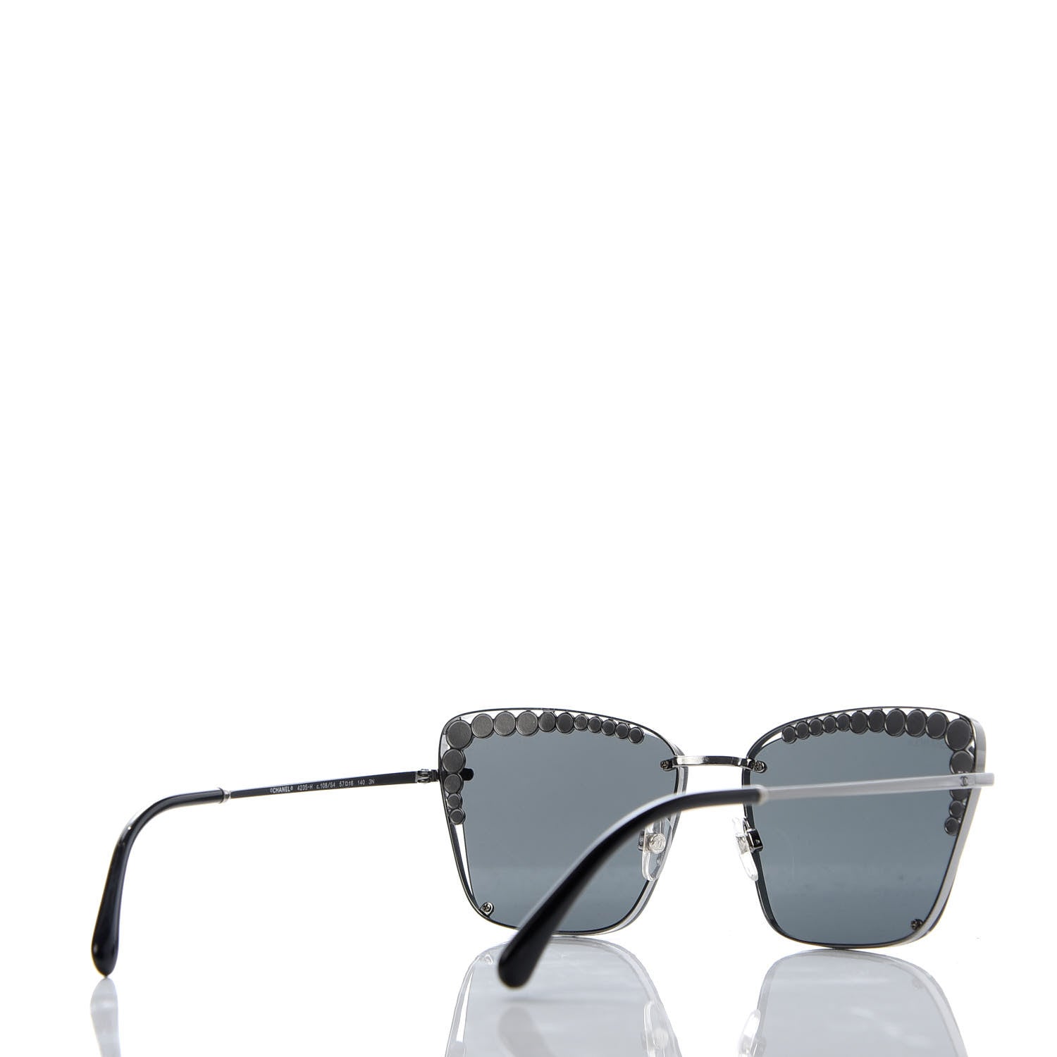Chanel Metal Square Frame Pearl Sunglasses 4235-H Dark Grey 4 of 8
