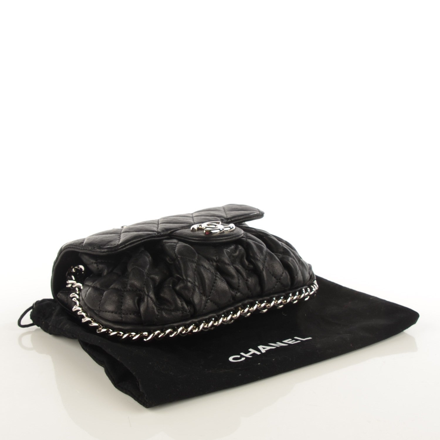 Chanel Washed Lambskin Chain Around Mini Flap Black 4 of 7
