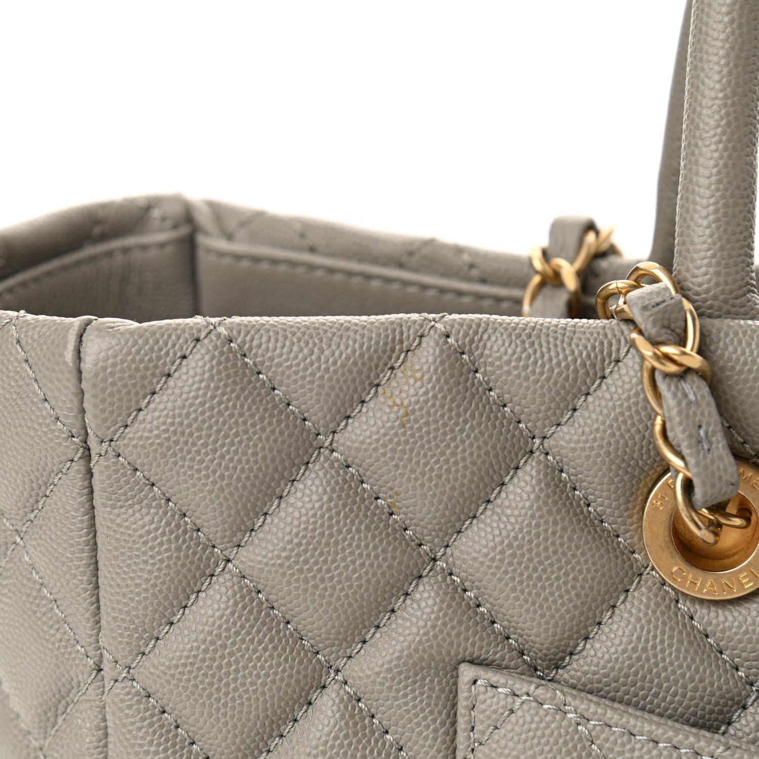Chanel Caviar Quilted Coco Handle Shopping Tote Grey 12 of 12