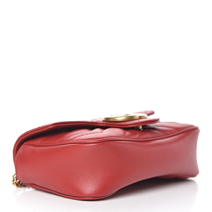Gucci Calfskin Matelasse Super Mini GG Marmont Shoulder Bag Hibiscus Red 4 of 12