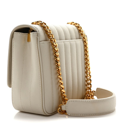 Saint Laurent Grain De Poudre Matelasse Monogram Medium Vicky Chain Bag Crema Soft 3 of 10