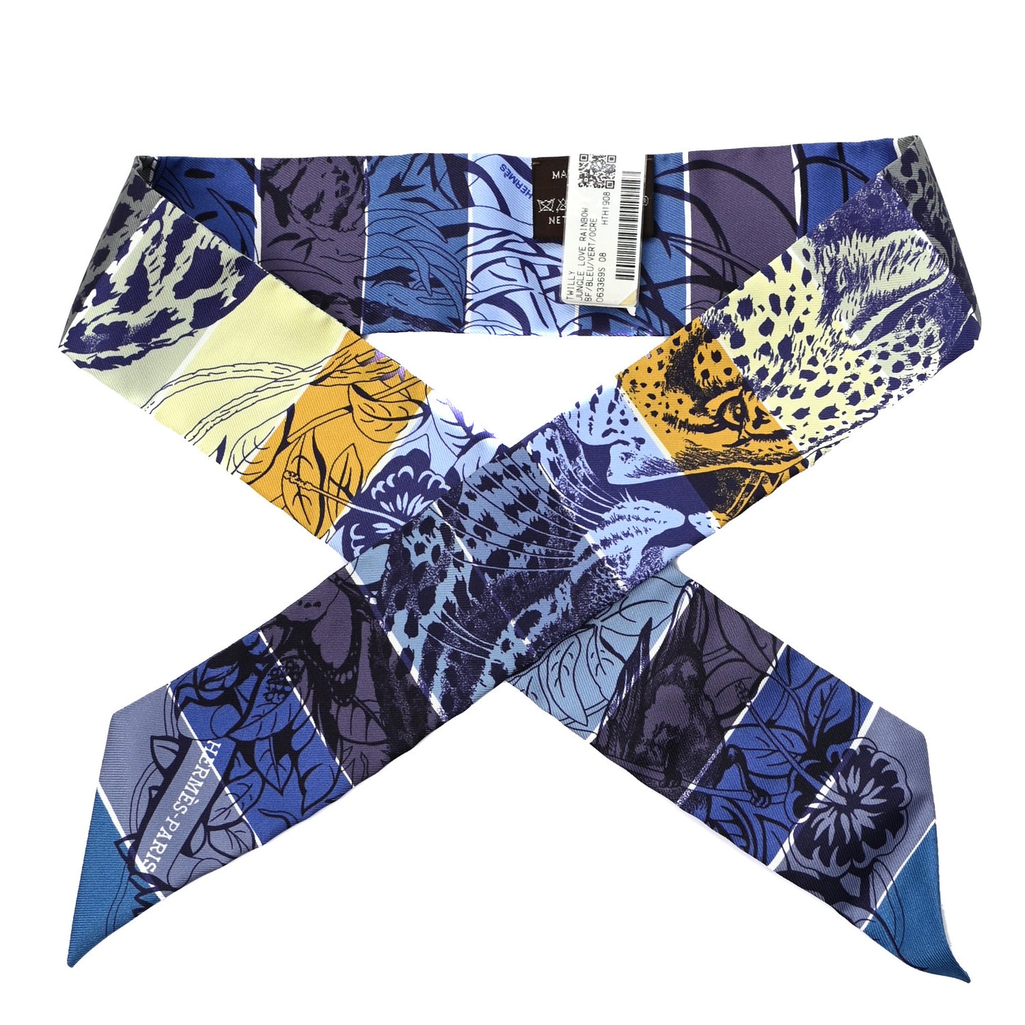 Silk Jungle Love Rainbow Twilly Bleu Vert Ocre