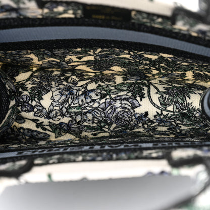 Christian Dior Canvas Embroidered Small Flowers Book Tote Blue 5 of 12