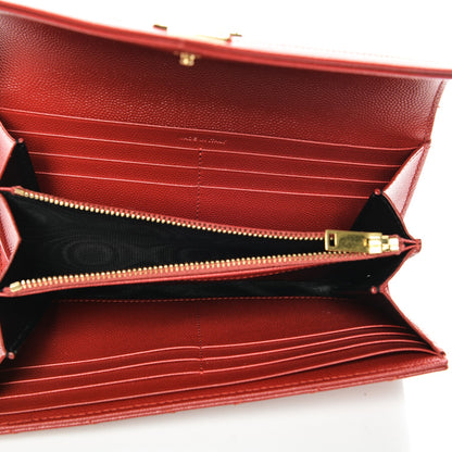 Saint Laurent Grain De Poudre Matelasse Chevron Monogram Flap Wallet New Red 5 of 7