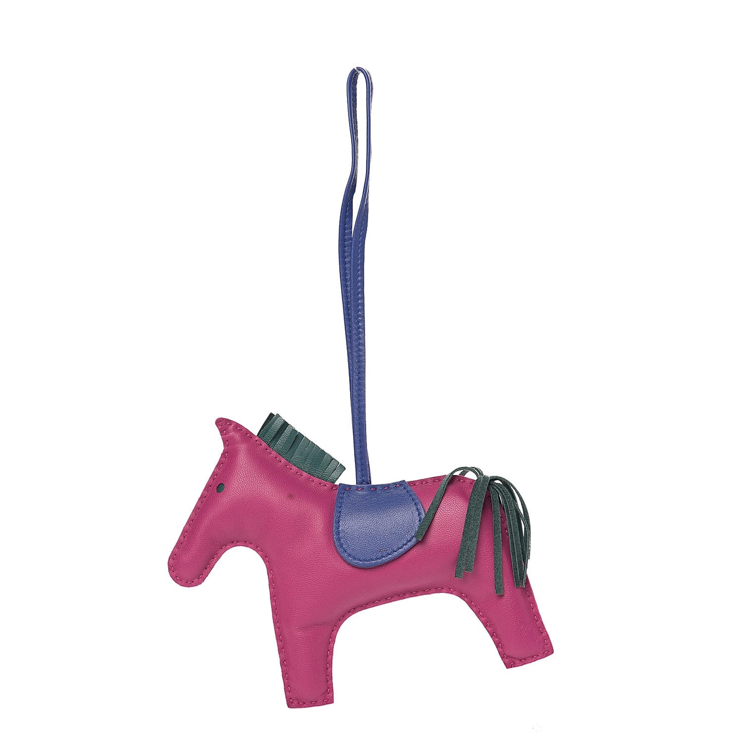 Milo Lambskin Grigri Rodeo Bag Charm GM Rose Pourpre Malachite Bleu Electrique