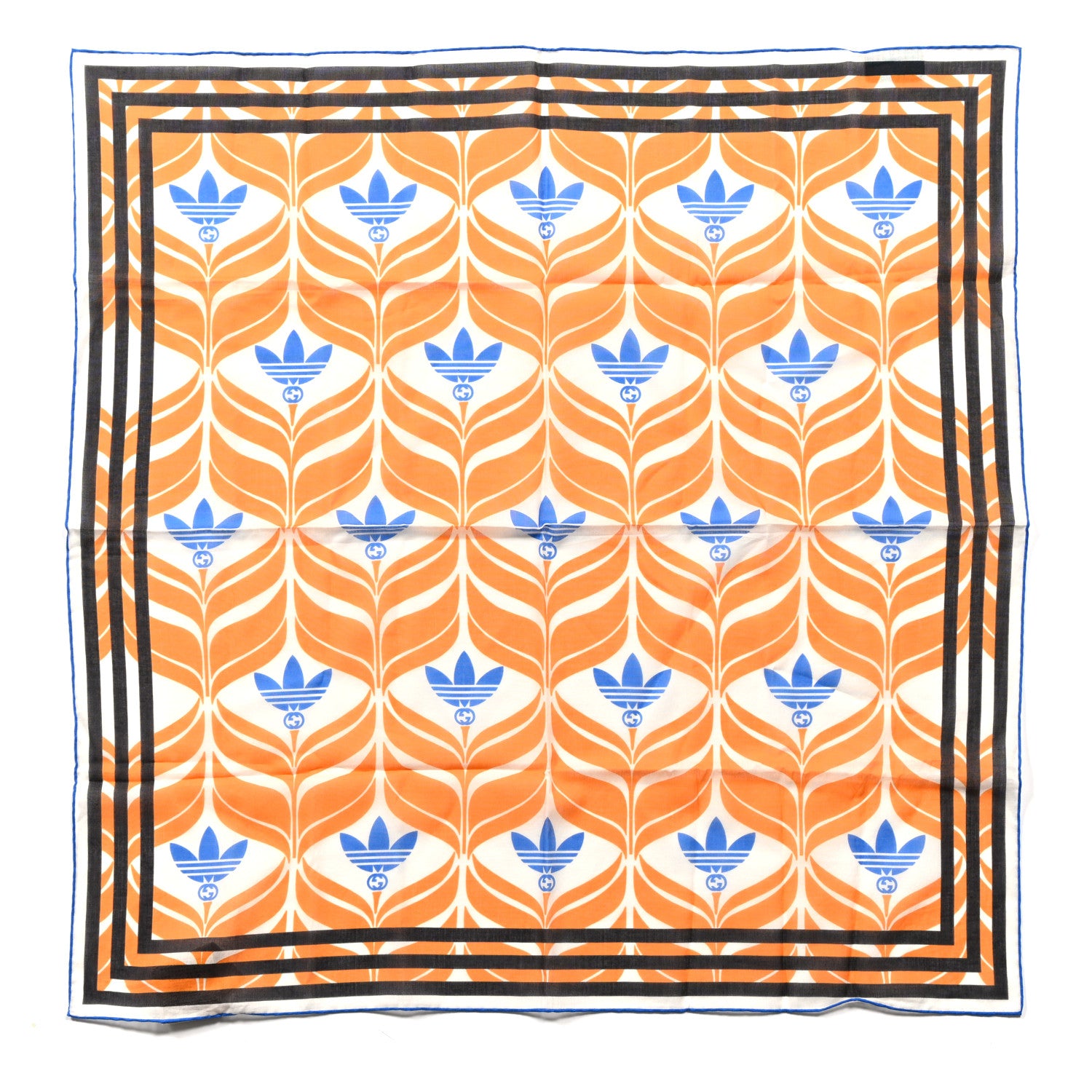 Gucci X ADIDAS Cotton Trefoil GG Square Scarf Orange Multicolor 1 of 3