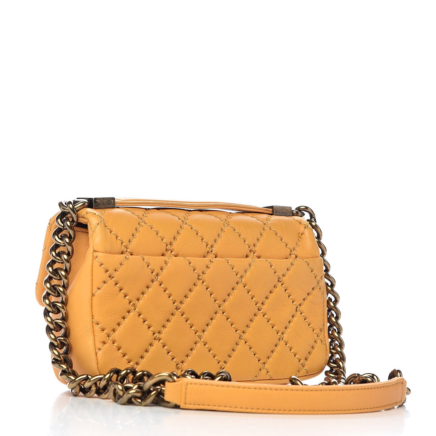 Calfskin Quilted Mini Urban Day Flap Yellow