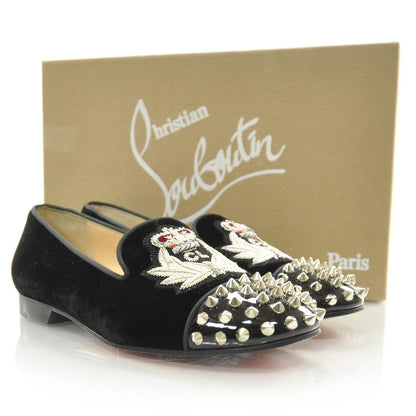 Christian Louboutin Velvet Spiked Intern Flat Loafers 5.5 Black 5 of 7