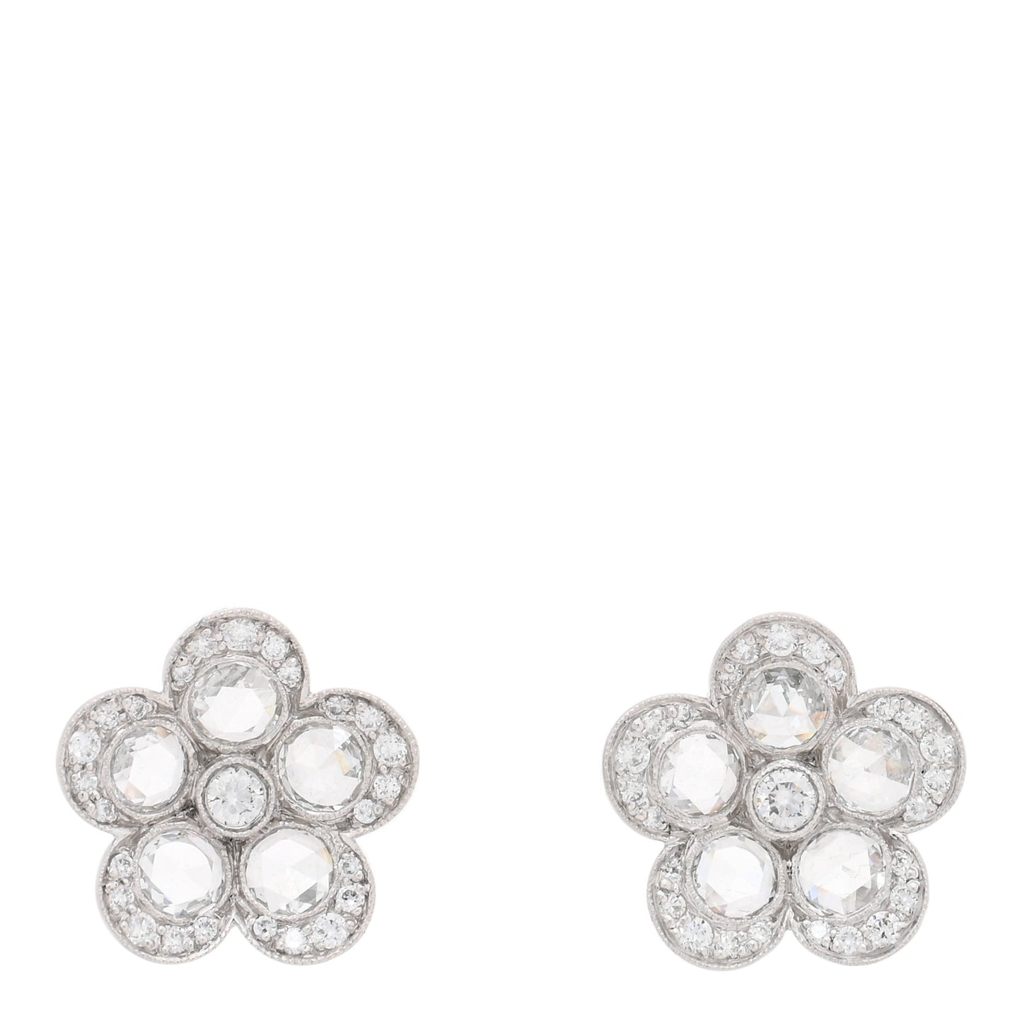 Platinum Diamond Enchant Flower Stud Earrings