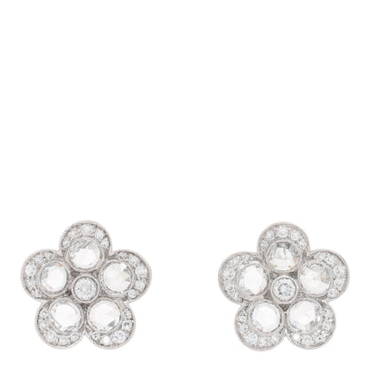 Tiffany Platinum Diamond Enchant Flower Stud Earrings 1 of 4