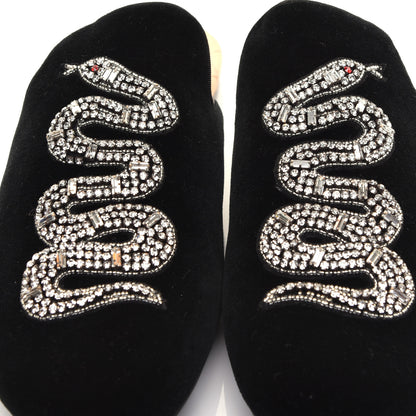 Gucci Velvet Crystal Snake Embroidered Womens Slippers 38 Black 9 of 9