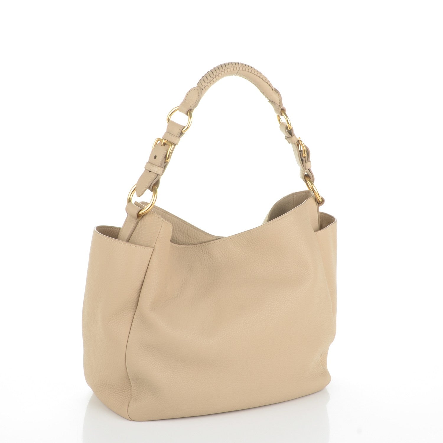 Prada Vitello Daino Side Pocket Hobo Sabbia 3 of 7