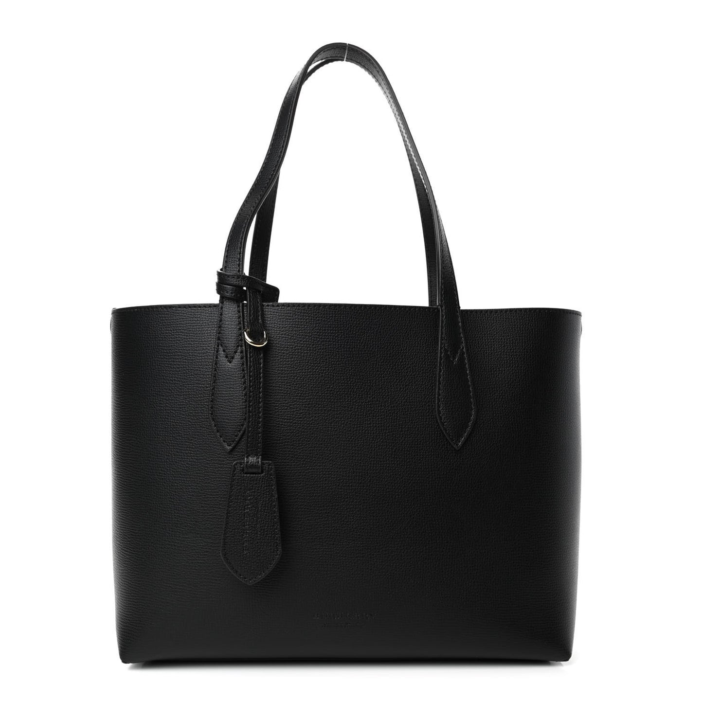 Grainy Calfskin Haymarket Check Small Reversible Tote Black