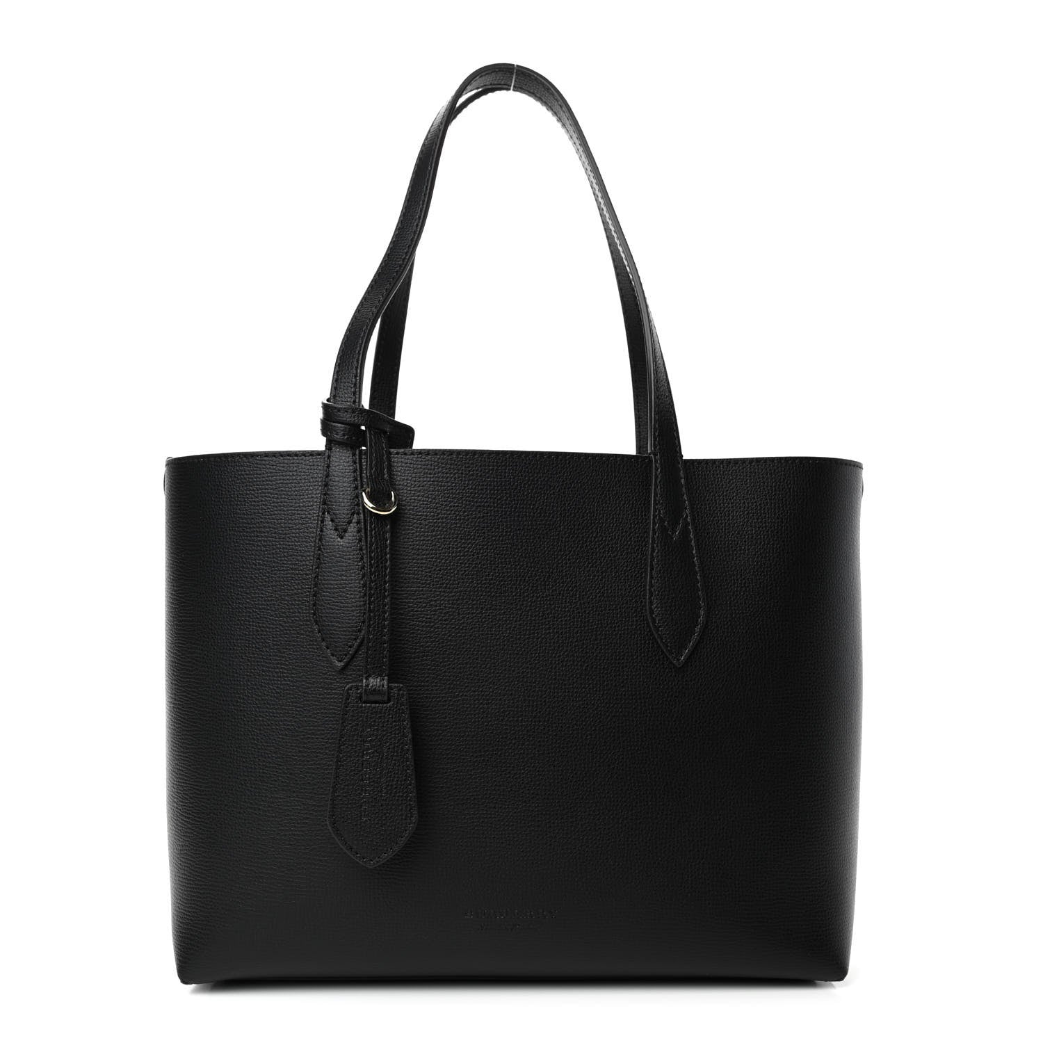 Burberry Grainy Calfskin Haymarket Check Small Reversible Tote Black 1 of 8