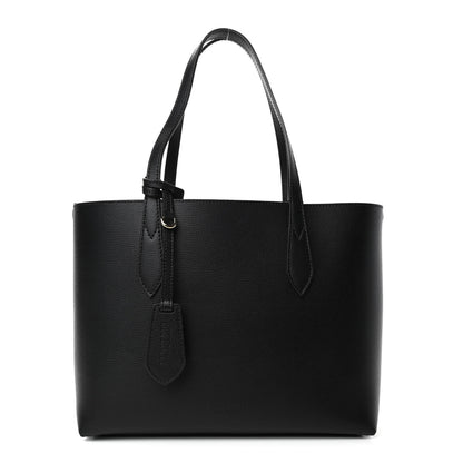 Burberry Grainy Calfskin Haymarket Check Small Reversible Tote Black 1 of 8