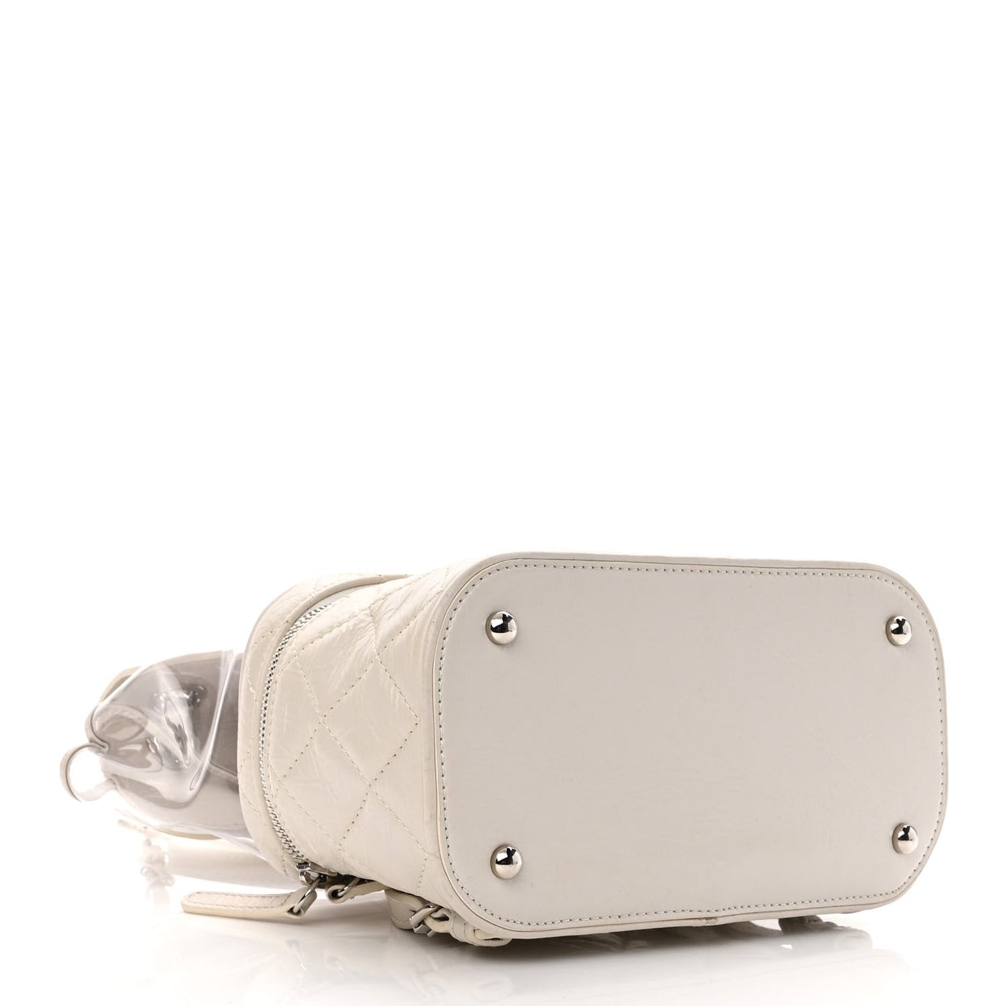 Crumpled Calfskin PVC Quilted Backpack White