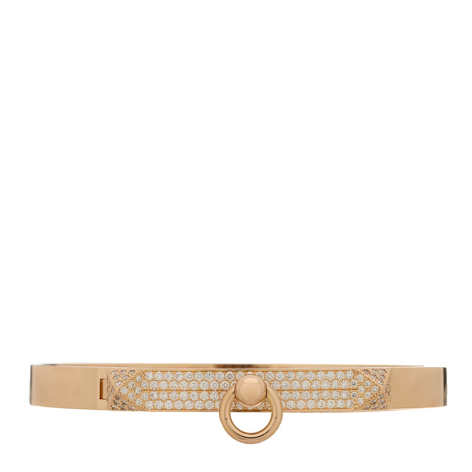 Hermes 18K Rose Gold Diamond PM Collier De Chien Pave Bracelet ST 1 of 4
