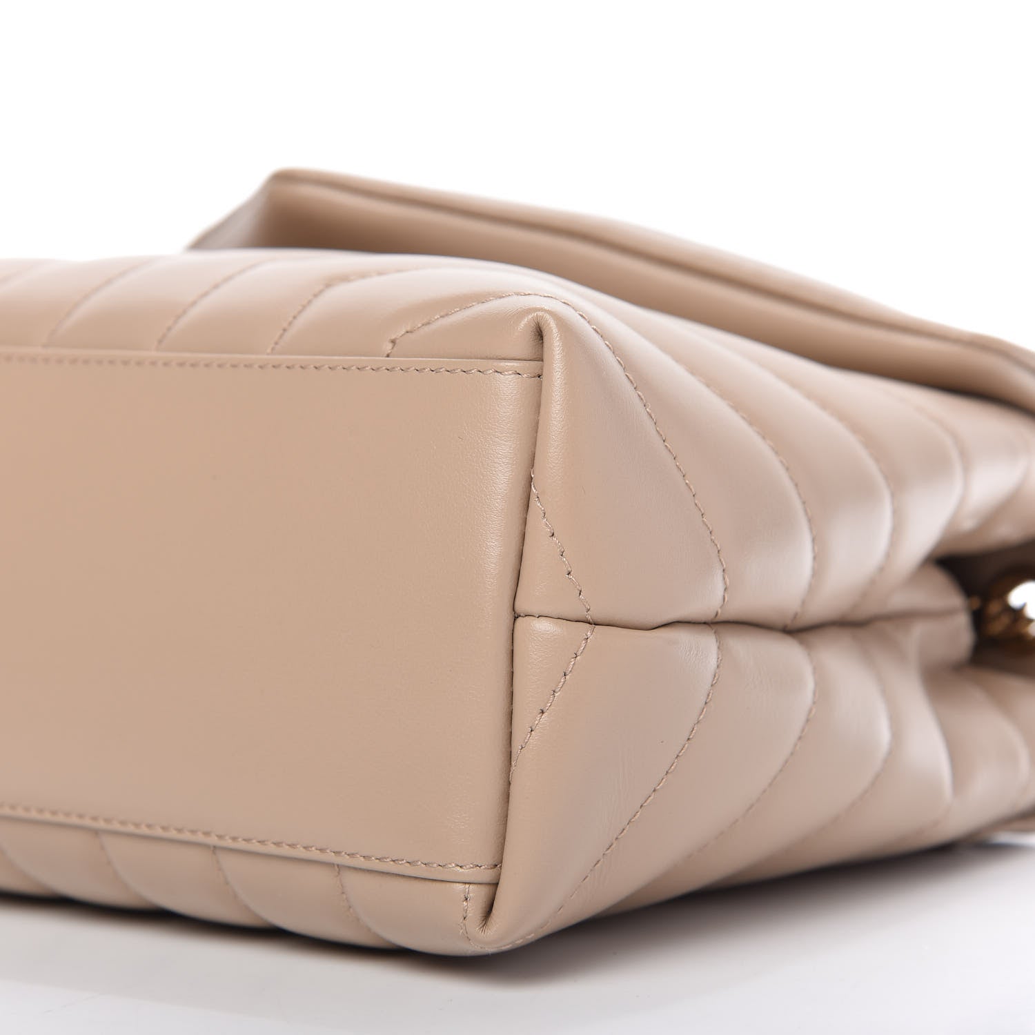 Saint Laurent Calfskin Y Quilted Monogram Small Loulou Chain Satchel Dark Beige 8 of 10