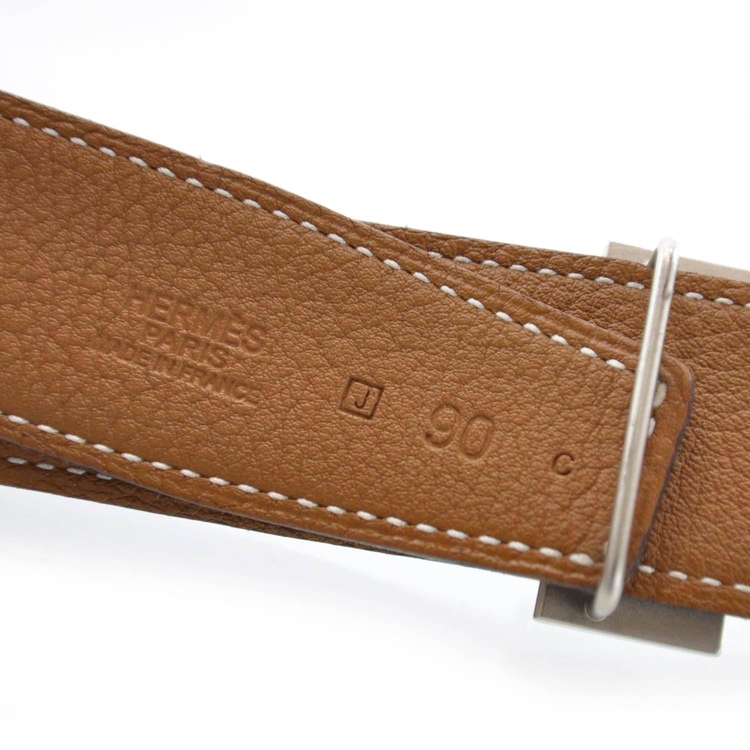 Hermes Leather Reversible H Belt 90 Black Gold 2 of 4