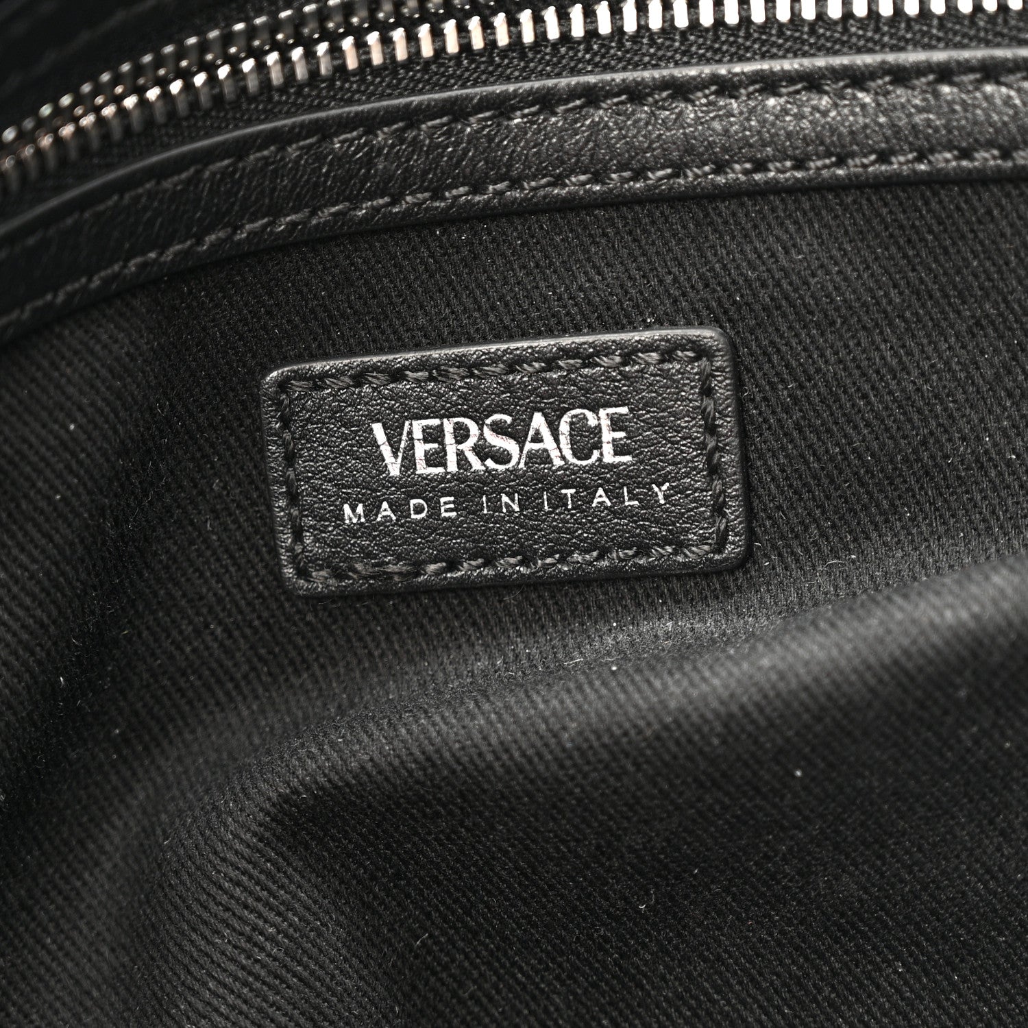 Versace Calfskin Studded Medium Repeat Zip Hobo Black 6 of 14