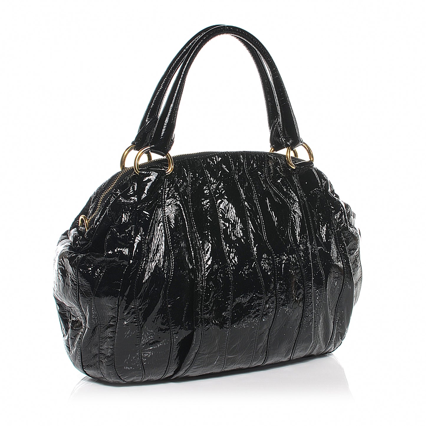 Vernice Stripes Handbag Black