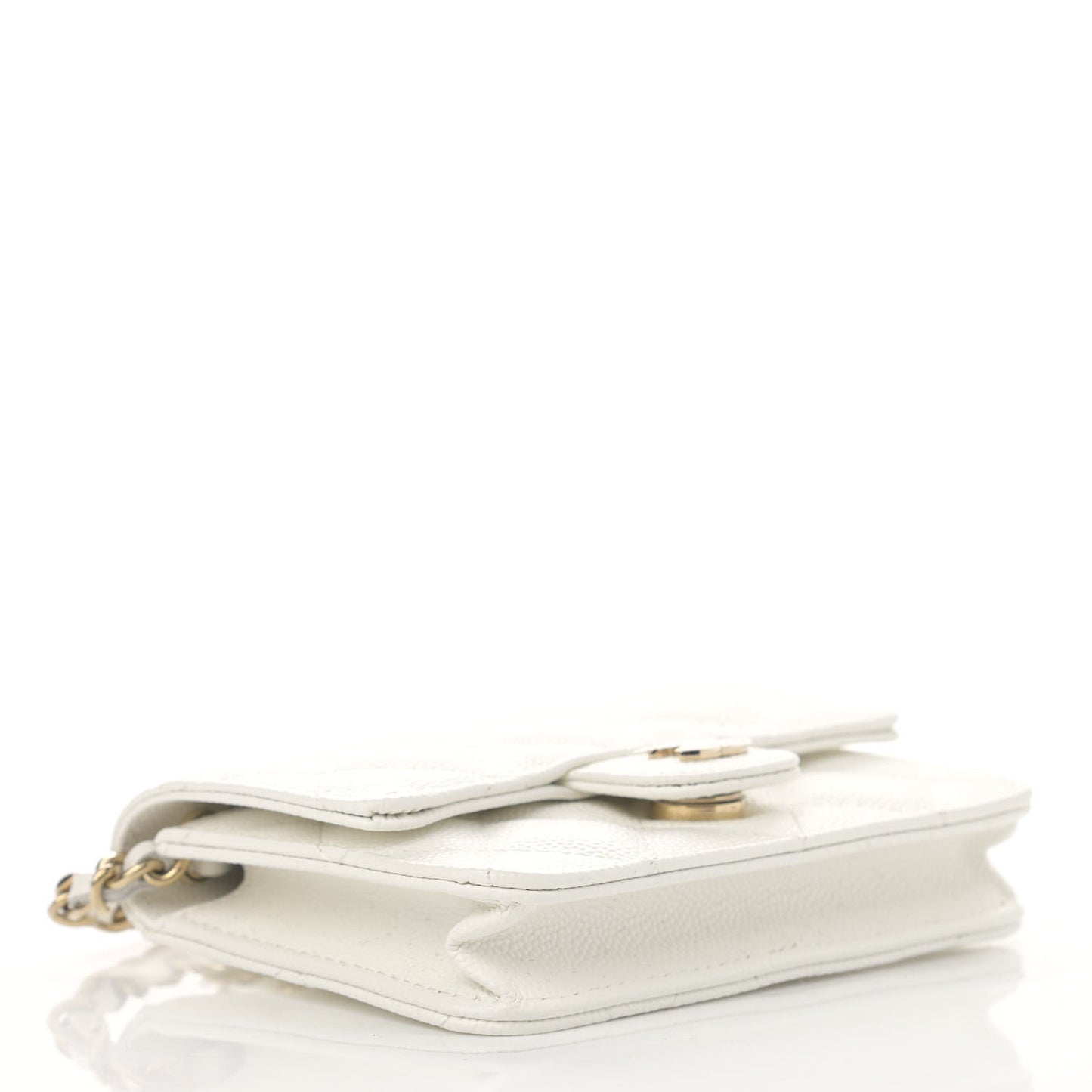 Caviar Quilted Mini Chain Bag White