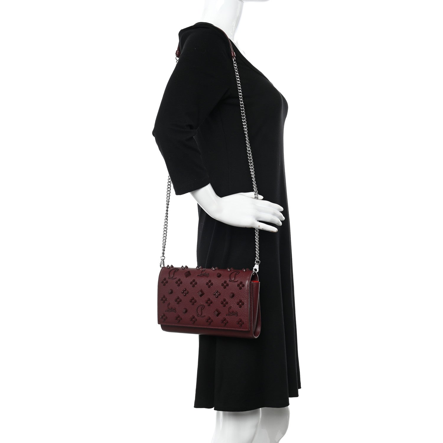 Christian Louboutin Calfskin Spikes Loubinthesky Paloma Clutch 2 of 13