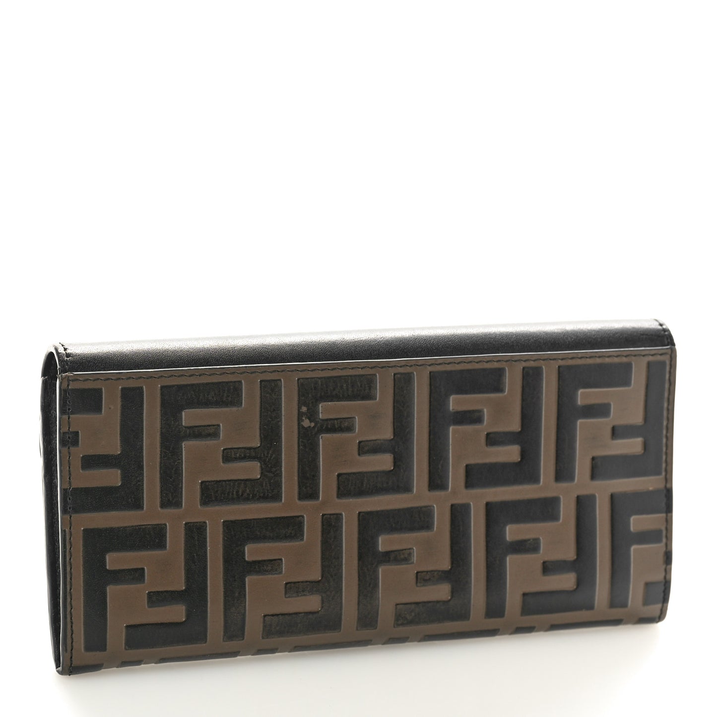 Vitello Cruise F is Fendi Bi-Color FF 1974 Embossed Continental Envelope Wallet Maya Black