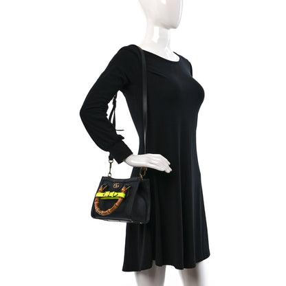 Gucci Wonka Grain Calfskin Mini Diana Tote Bag Black Yellow Fluo 2 of 9